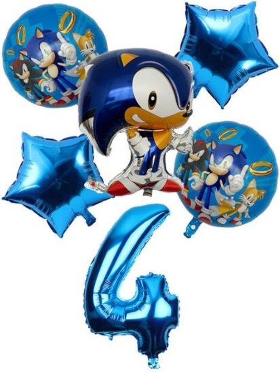 Sonic The Hedgehog Ballonen 4 Jaar|Ballonnen Set | 5 Stuks Confetti Ballonnen | 5 Stuks Latex Ballonnen